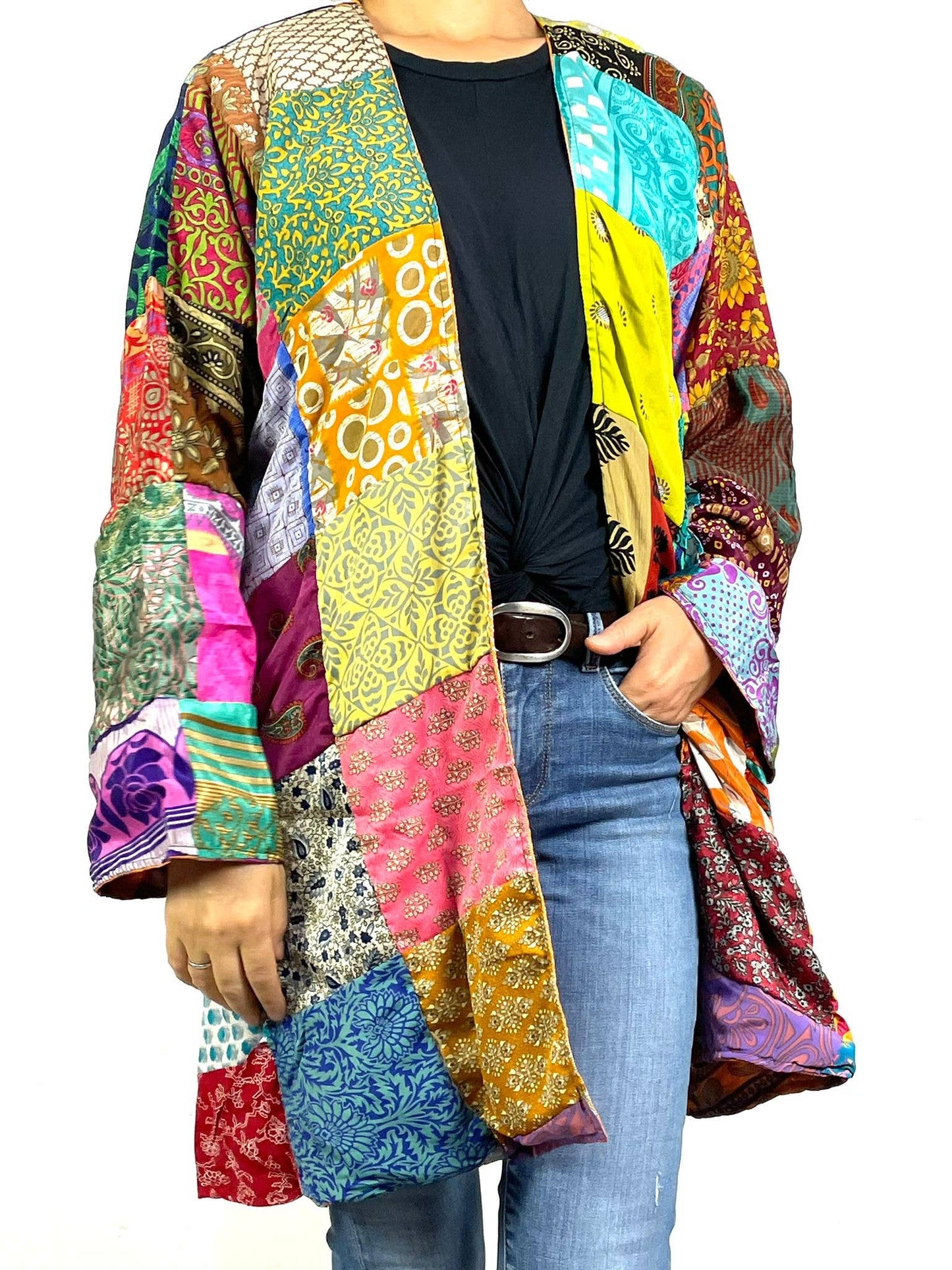 Indian Style Reversible Medium Handmade Patchwork Kimono