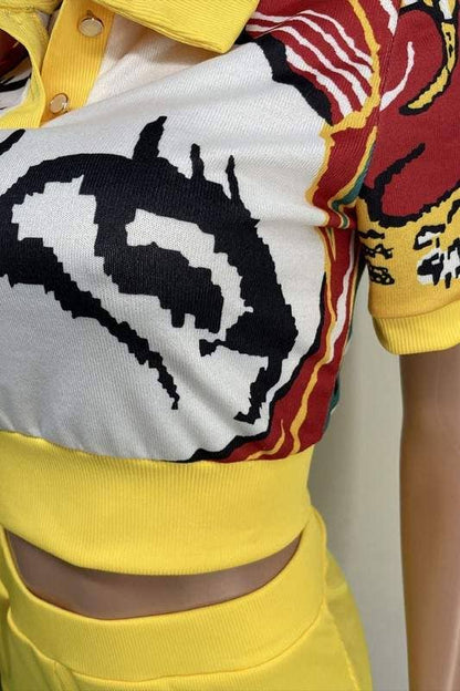 Graphic polo and shorts set