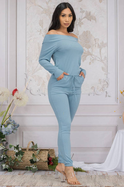 HH620X-SL - Off Shoulder Jumpsuit