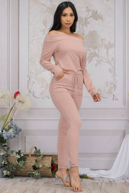 HH620X-SL - Off Shoulder Jumpsuit